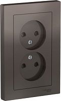 SCHNEIDER ELECTRIC Розетка ATLASDESIGN двойная без заземления со шторками 16А в сборе мокко (ATN000622)