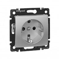 LEGRAND VALENA Розетка с заземлением со шторками в рамку алюминий (770121 )