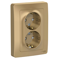 SCHNEIDER ELECTRIC BLANCA скрытой установки розетка двойная с заземлением со шторками, 16А, 250В, титан (BLNRS001124)