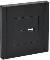 IEK FORTE&PIANO Розетка USB A+C 3,1А FP150 черный  (FP-U22-D31-K02)