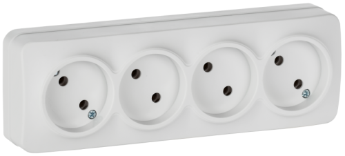 IEK GLORY Розетка 4-местная для открытой установки без заземления без защитных шторок 10А РС24-2-ХБм белый матовый (ERH40-K01M-10) IEK GLORY Розетка 4-местная для открытой установки без заземления без защитных шторок 10А РС24-2-ХБм белый матовый (ERH40-K01M-10)