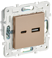 IEK SKANDY Розетка USB A+C 3,1А SK-R14Sa песочный  (SK-U22-D31-K98)