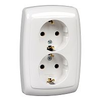 SCHNEIDER ELECTRIC РОНДО Розетка двойная скрытая белая с заземлением без шторок 16А 250В (RS16-228-BI)