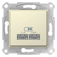SCHNEIDER ELECTRIC Sedna USB Розетка механизм 2x1,05А бежевый (SDN2710247)