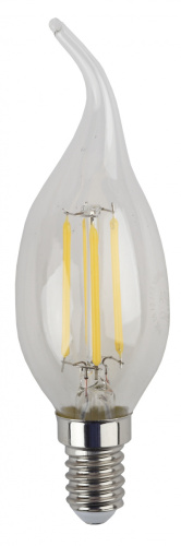ЭРА Лампа светодиодная F-LED BXS-9W-827-E14   (филамент, свеча на ветру, 9Вт, тепл, E14)  (10/100/4000) Э (Б0047003)