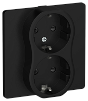 FLITE Розетка 2-местная с заземлением с защитными шторками 16А в сборе РСш12-0-К- черный (FI-R24C-16-K02)
