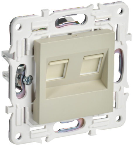 IEK SKANDY Розетка компьютерная двойная RJ45 кат.6 SK-K04B бежевый  (SK-K20-2-K10)