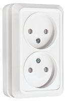 EKF Рим Розетка двойная 10А без заземления со шторками белая (ENR10-102-100)