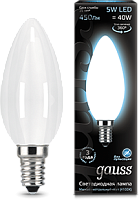 GAUSS Лампа светодиодная LED 5Вт 230в,E14 Filament OPAL белый,свеча  (103201205)