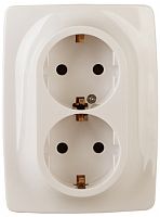 ЭРА Розетка 2X2P+E Schuko, 16А-250В, б.л., , слоновая кость, 12-2006-02 (Б0038809)