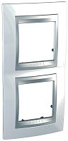 SCHNEIDER ELECTRIC UNICAtop Рамка 2 поста вертикальная никель/алюминий (MGU66.004V.039)