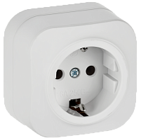 IEK GLORY Розетка 1-местная для открытой установки с заземлением без защитных шторок 16А РС20-3-ХБм белый матовый  (ERH11-K01M-16)