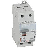 LEGRAND Выключатель дифференциального тока  (УЗО) DX3 2П 100А 100мА-АC-S (411537 )