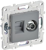IEK SKANDY Розетка двойная TV+RJ45 кат.6E SK-A15Gr серый  (SK-AK20-2-K03)