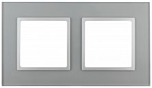 ЭРА Рамка на 2 поста, стекло,  Elegance, алюминий+алюм, 14-5102-03 (Б0034490)