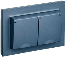 BRITE Розетка 2-местная с заземлением с защитными шторками и крышкой 16А в сборе IP44  маренго (BR-R26-16-44-K35-F)