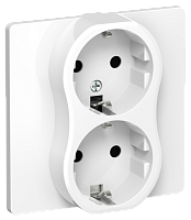 FLITE Розетка 2-местная с заземлением без защитных шторок 16А в сборе РС12-0-К- белый (FI-R21C-16-K01)