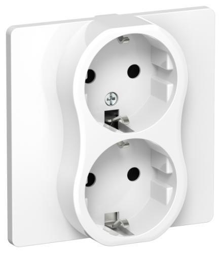 FLITE Розетка 2-местная с заземлением без защитных шторок 16А в сборе РС12-0-К- белый (FI-R21C-16-K01)