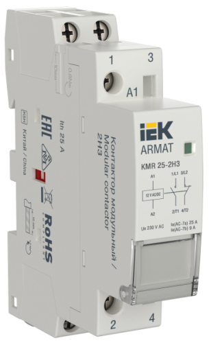 IEK ARMAT Контактор модульный KMR 25А 12В AC/DC 2НЗ  (AR-KMR20-025-02-012)