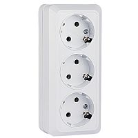 EKF Розетка Рим 3-местная 16А с заземлением белая (ENR16-228-10)