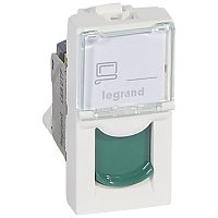 LEGRAND Mosaic Розетка RJ45 UTP 6a 1 модуль зеленые шторки (076526 )