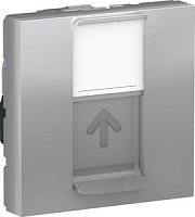 SCHNEIDER ELECTRIC Розетка UNICA MODULAR компьютерная RJ45 одиночная категория 6 UTP 2 модуля алюминий (NU341530)