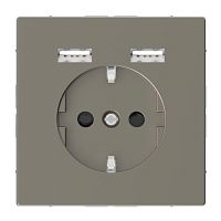 SCHNEIDER ELECTRIC Розетка Schuko MERTEN SDL с 2 USB c зарядным устройством 2.4 A никель (MTN2366-6050)