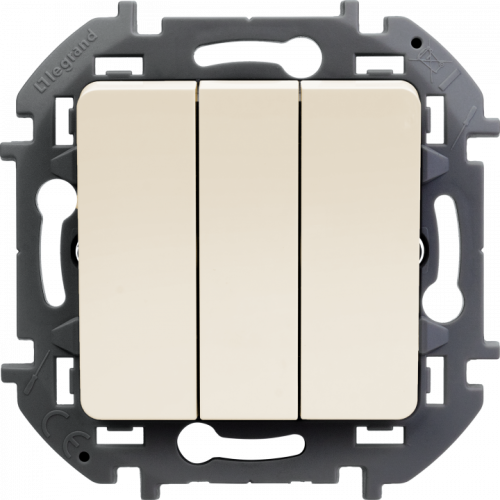 LEGRAND INSPIRIA Выключатель трехклавишный   для скрытого монтажа, цвет "Слоновая кость", увеличенный номинальный ток 20 А, напряжение ~250В. (673641)