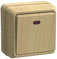 IEK ОКТАВА Выключатель одноклавишный наружный сосна с индикацией 10А (EVO11-K03-10-DC)