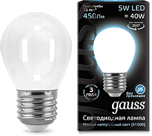 GAUSS Лампа светодиодная LED 5Вт 230в,E27 Filament OPAL белый,шар  (105202205)