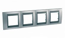 SCHNEIDER ELECTRIC UNICAtop Рамка 4 поста металл матовый хром/черный (MGU66.008.238)