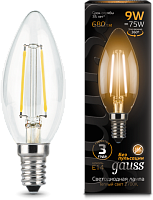 GAUSS Лампа светодиодная LED 9Вт E14 Filament свеча, теплый  (103801109)