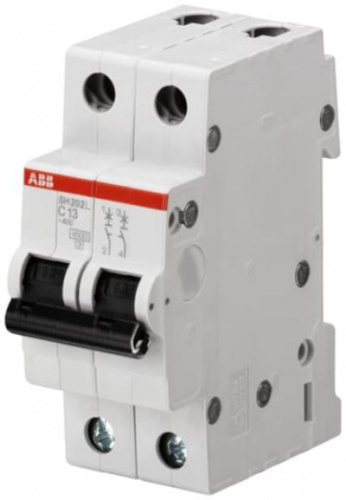 ABB Выключатель автоматический двухполюсный 63А С SH202L 4.5кА (2CDS242001R0634)
