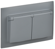 IEK SKANDY Розетка 2-местная и крышкой 16А в сборе IP44 SK-R12Gr серый  (SK-R26-16-44-K03-F)