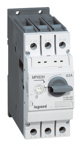 LEGRAND Выключатель автоматический для защиты электродвигателей MPX3 T63H 26A 50kA (417364 )