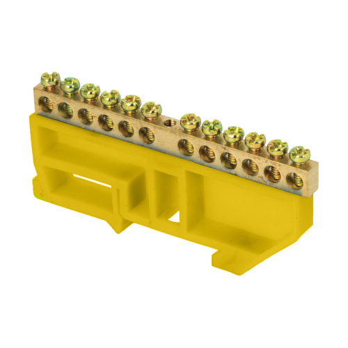 EKF Шина 0 N 6х9мм 12 отверстий латунь желтый изолятор на DIN-рейку розничный стикер PROxima (sn0-63-12-dz-r)