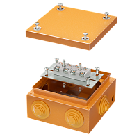 DKC Коробка стальная FS с кабельными вводами и клеммниками IP55 150х150х80мм 4р  450V 20A 10мм.кв  нерж (FSK31410)