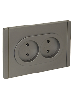 IEK FORTE&PIANO Розетка 2-местная без заземления без защитных шторок безвинтовое крепление 10А FP526 сталь  (FP-R20-10-1-K46)