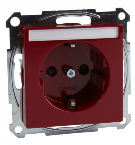 SCHNEIDER ELECTRIC Механизм розетки Schuko с полем для надписи рубиновый (MTN2302-0306)