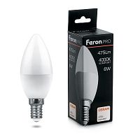 FERON Лампа светодиодная LED 6вт Е14 теплый матовая свеча FERON .PRO OSRAM (LB-1306) (38044)