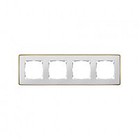 SIMON Рамка декоративная, 4 поста, Select, S82 Detail, белый-золото (8201640-245)