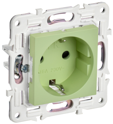 IEK SKANDY Розетка с заземлением с защитными шторками 16А SK-R04G мятный  (SK-R14-16-K06)