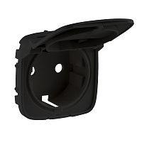 LEGRAND Valena ALLURE Лицевая панель розетки 2К+З с крышкой Антрацит (754848 )