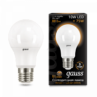 GAUSS Лампа светодиодная LED 10Вт E27 3000K A60  (102502110) (102502110)