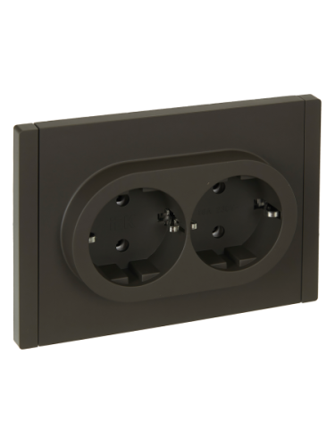 IEK FORTE&PIANO Розетка 2-местная с заземлением без защитных шторок безвинтовое крепление 16А FP324 серый  (FP-R21-16-1-K03)