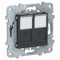 SCHNEIDER ELECTRIC Розетка UNICA NEW компьютерная RJ45 двойная категория 5е UTP антрацит (NU542054)