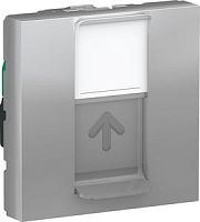 SCHNEIDER ELECTRIC Розетка UNICA MODULAR компьютерная RJ45 одиночная категория 5е UTP 2 модуля алюминий (NU341130)