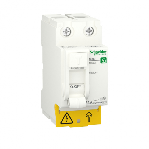 SCHNEIDER ELECTRIC RESI9 ВЫКЛЮЧАТЕЛЬ ДИФФЕРЕНЦИАЛЬНОГО тока (УЗО) 63А 2P 300мА тип A-S (R9R65263)