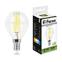 FERON Лампа светодиодная LED 5вт Е14 белый шар FILAMENT (LB-61) (25579)