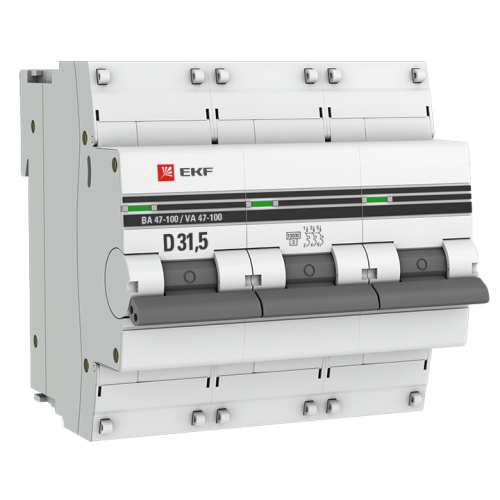 EKF Автоматический выключатель ВА 47-100 3P 31,5А  (D) 10kA  PROxima (mcb47100-3-31.5D-pro)